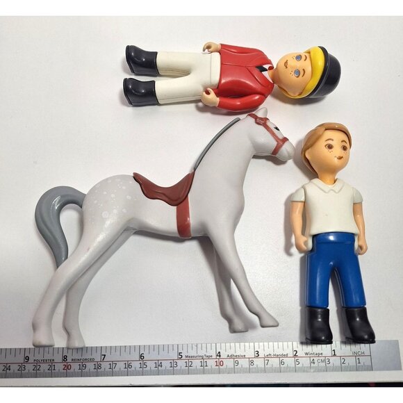 Little Tikes Horse 2 Riders Boy Figure Jockey Gray Dapple Pony Vintage Lot - Picture 9 of 13